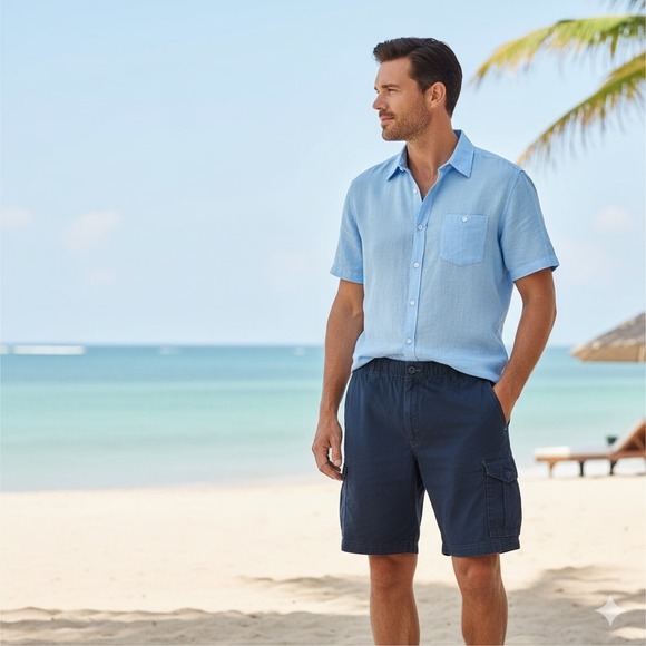 Tommy Bahama Other - Tommy Bahama Sandbar Relaxed Fit Cargo Shorts Men XL Navy Blue Ripstop Cotton